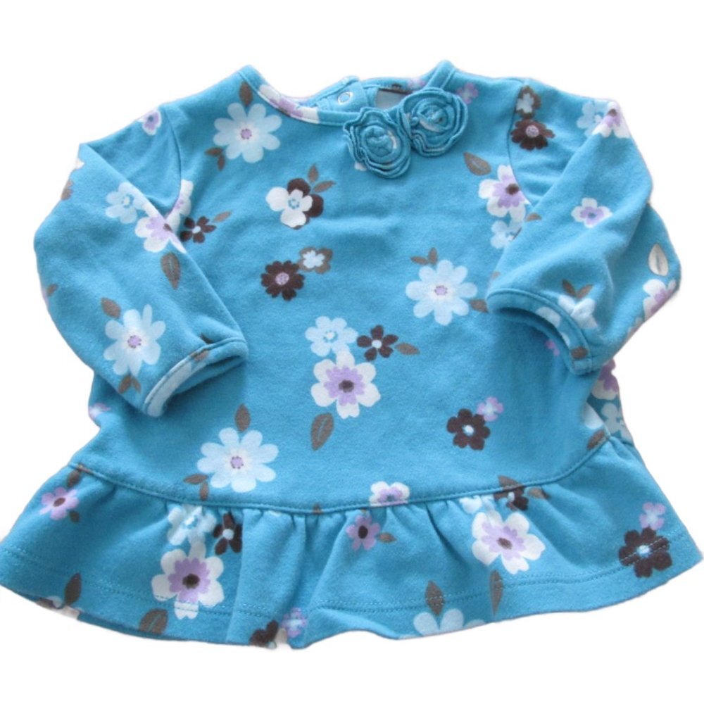 Small Wonders Pullover Shirt Infant Girls 3-6M‎ Blue Long Sleeve Rose Floral Top
